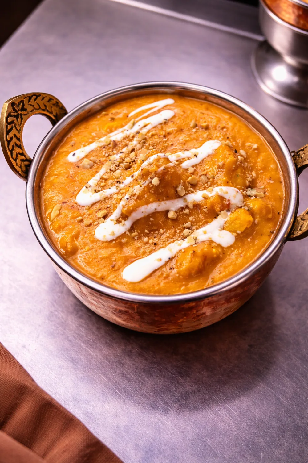 Chicken Korma cremoso com caju e coco no Namastey India, restaurante indiano em Massamá